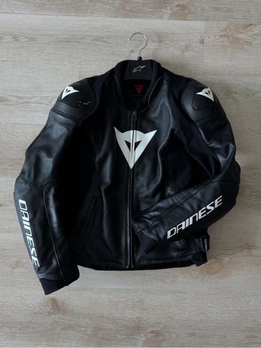 Dainese Black Motorcycle Jacket with White Logos